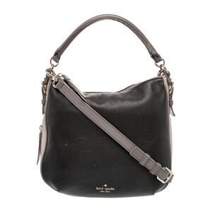 Kate Spade Hobo Convertible Crossbody Bag in Black Grey Pebbled Leather (C4)